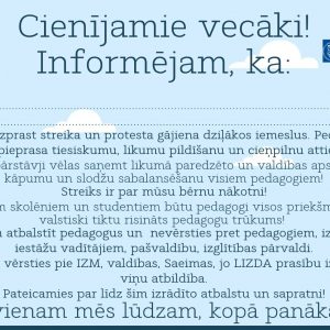 Pedagogu streiks -pa vienam mēs lūdzam – kopā panākam!